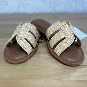 The Drop Monika Natural Raffia Slide Sandals Size 5 NWT Box Included